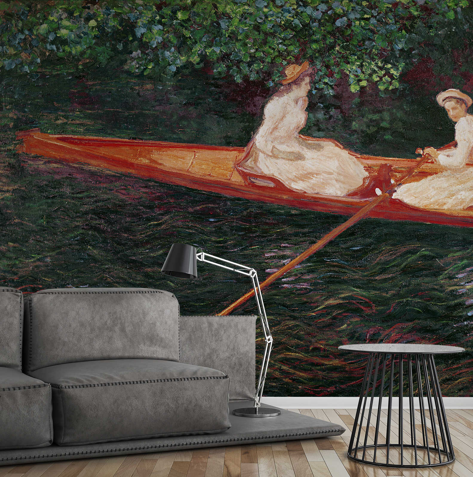 wandteppich mural, kunstwandbild, romantische Szene, boot-malerei, großformat