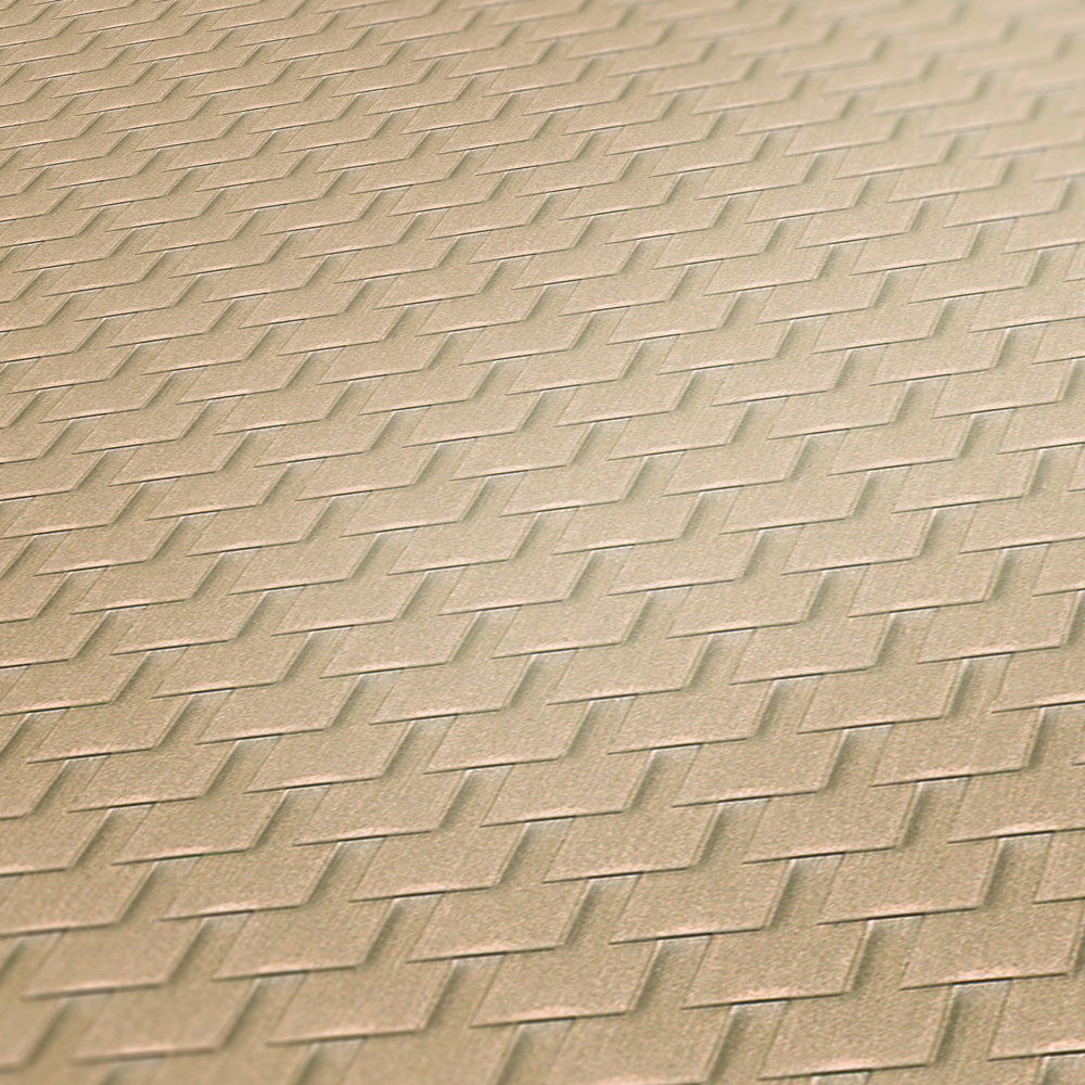             Gemusterte Tapete mit Facetten-Design und 3D-Effekt – Beige, Bronze
        