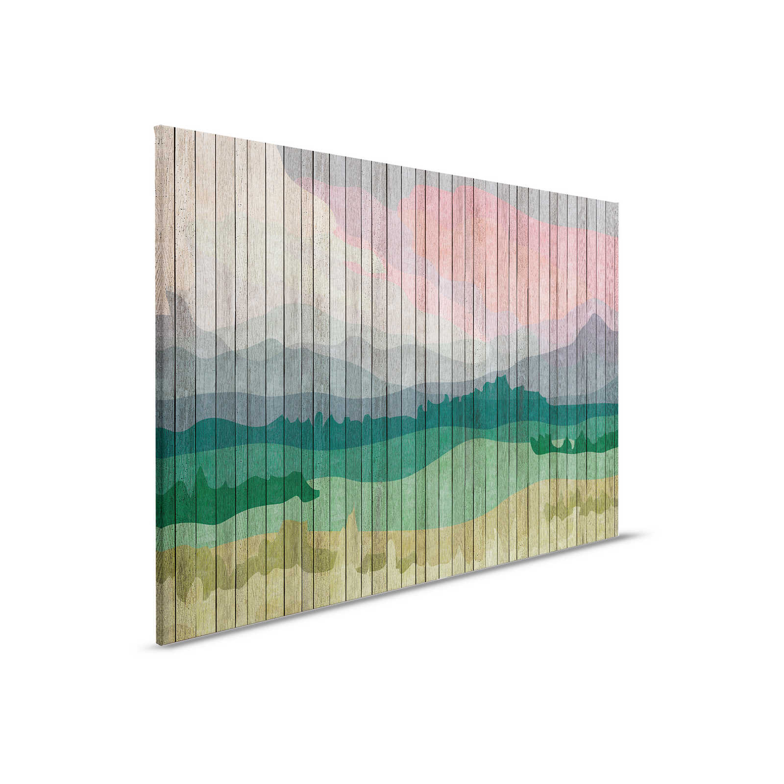         Mountains 2 - modernes Leinwandbild Berglandschaft & Bretteroptik – 0,90 m x 0,60 m
    