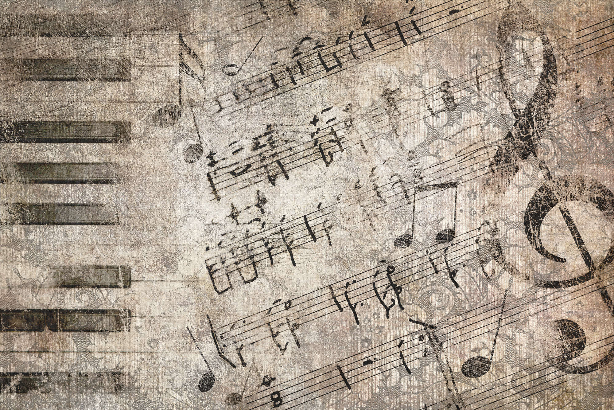             Fototapete mit Notenblatt – Premium Glattvlies
        