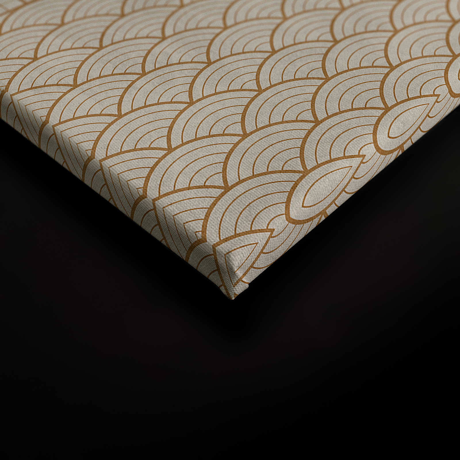 Voliere 4 - Beiges Leinwandbild goldenes Dekor im Vintage Stil – 0,90 m x 0,60 m