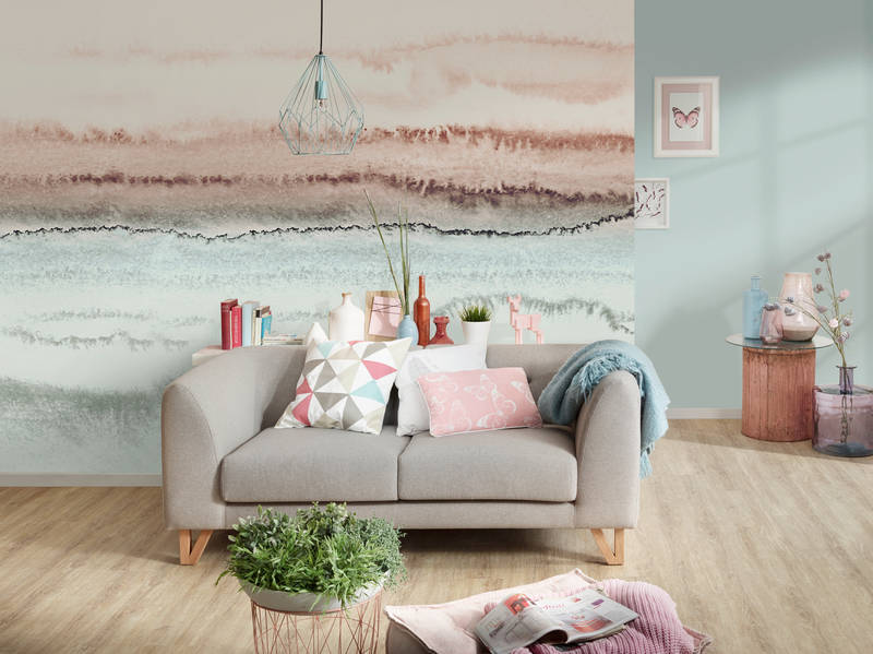             Aquarell Fototapete mit abstrakter Landschaft & Farbverlauf
        