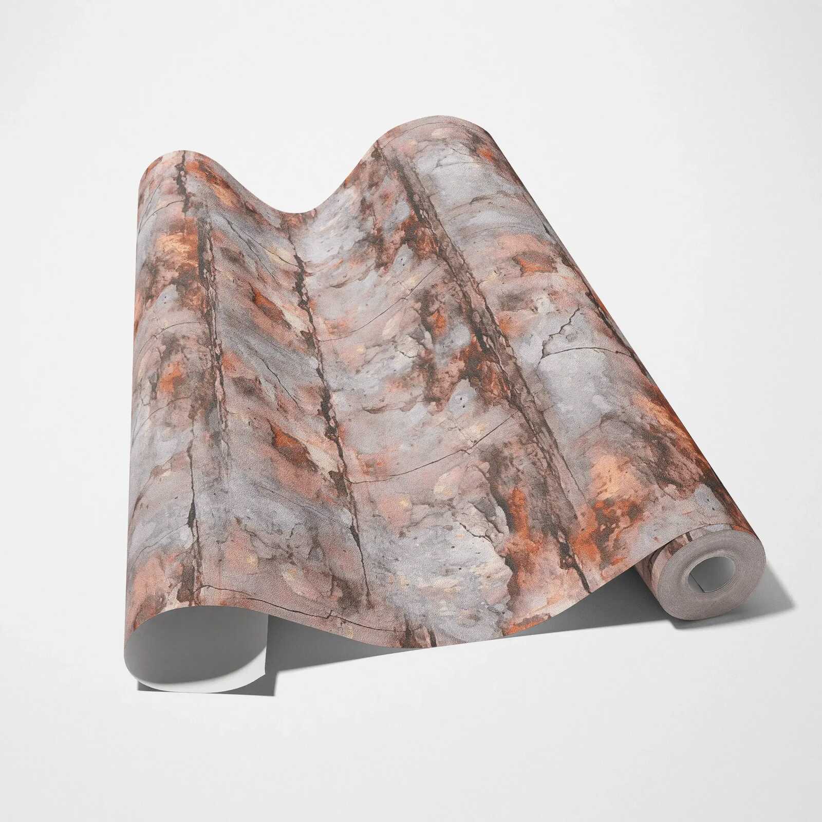             Industrielle 3D Backsteinoptik Vliestapete im Urban-Style – Orange, Grau
        