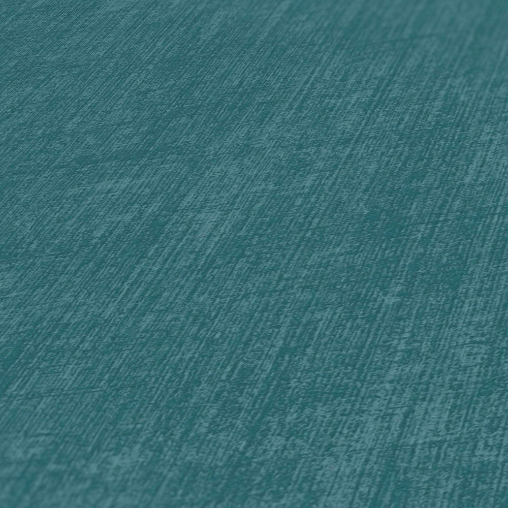             Petrol Tapete Dunkelblau mit Leinenstruktur – Blau
        