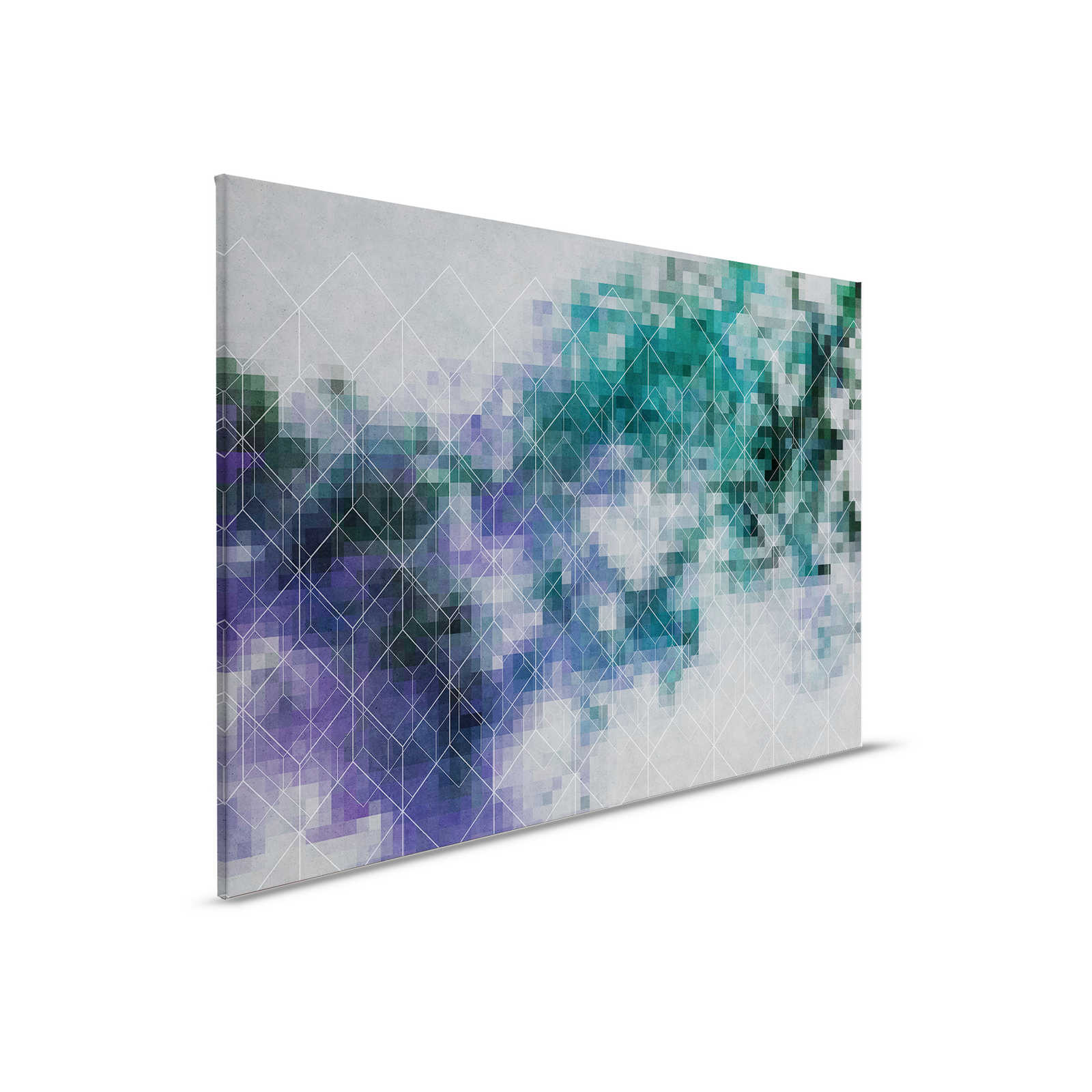         Leinwandbild Farbe-Wolken & Linienmuster | blau, grün, grau – 0,90 m x 0,60 m
    