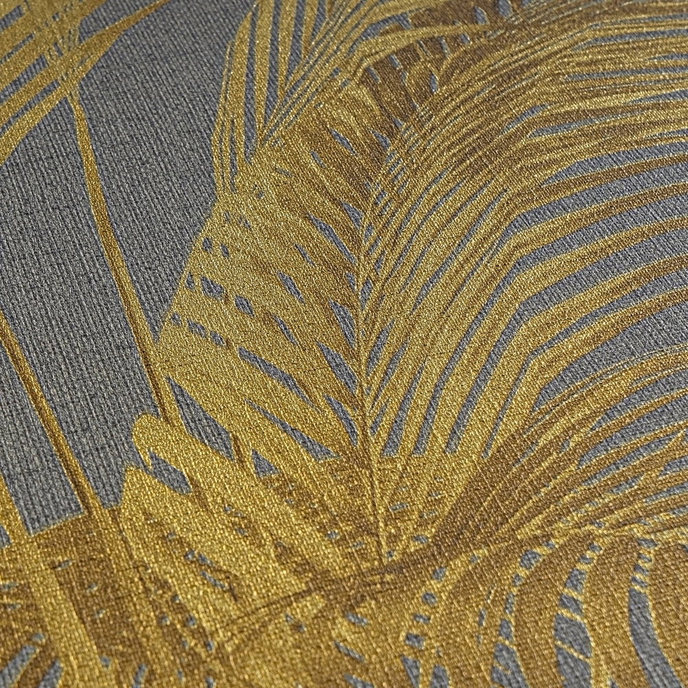 MICHALSKY Vliestapete mit Palmenblättern und goldenen Akzenten – Grau, Gold, Metallic