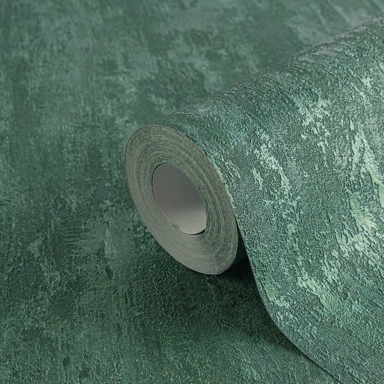 Tapete Industrial Stil mit Struktureffekt – Grün, Metallic