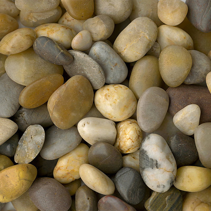 gravel, gewaschene Kiesel, Kieselsteine gemischt, Flusssteine, Steinmulch