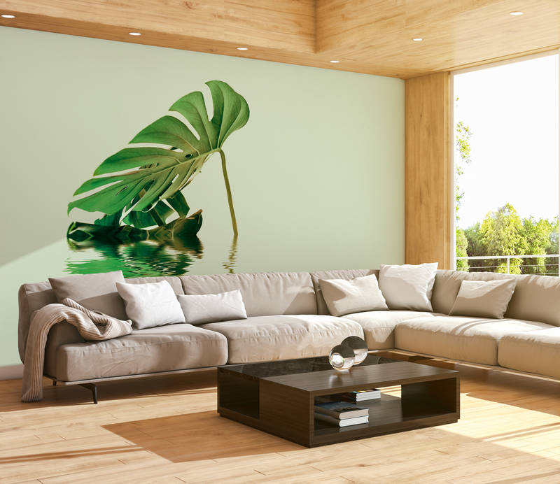 Sofa, Wohnzimmer, Sofagarnitur, U-Sofa, Wandbild Monstera