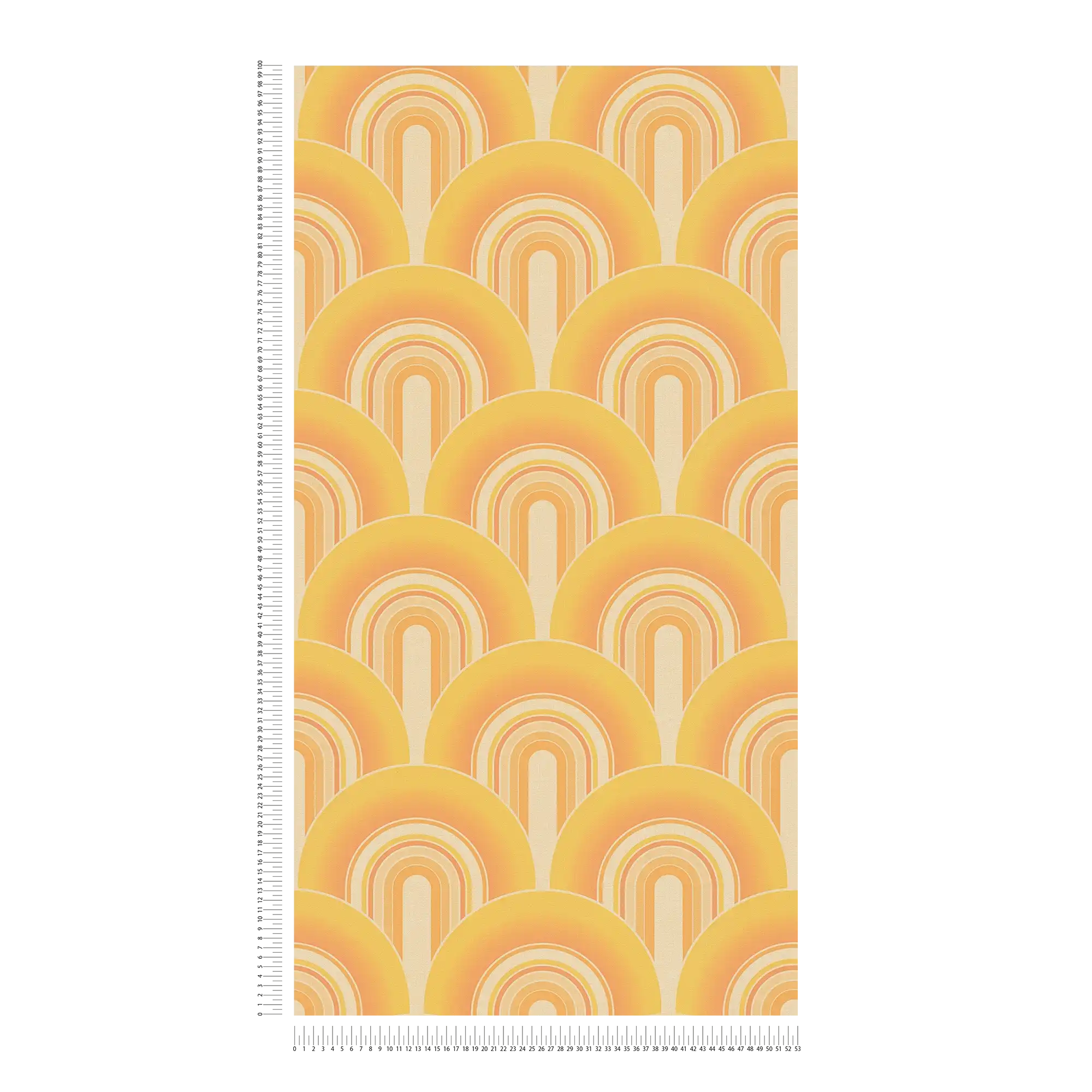 70er Tapete mit grafischem Retro Design – Gelb, Orange