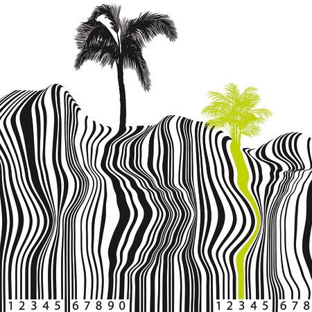 Zebra-Streifen, Palmbaum, Schwarz-Weiß, Kunstdruck, Hintergrundbild