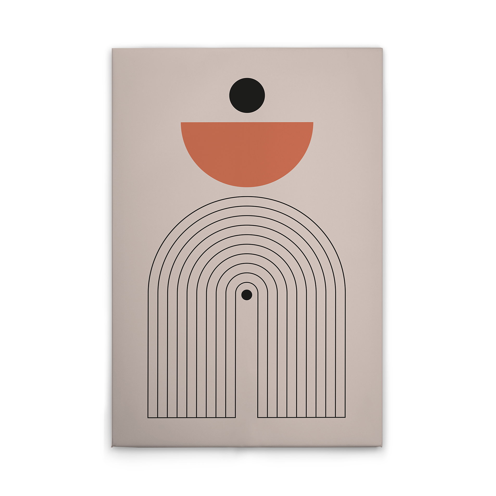 Leinwandbild - Abstraktes Design mit Bögen und Punkten – 30 x 45 cm - Grau, Schwarz