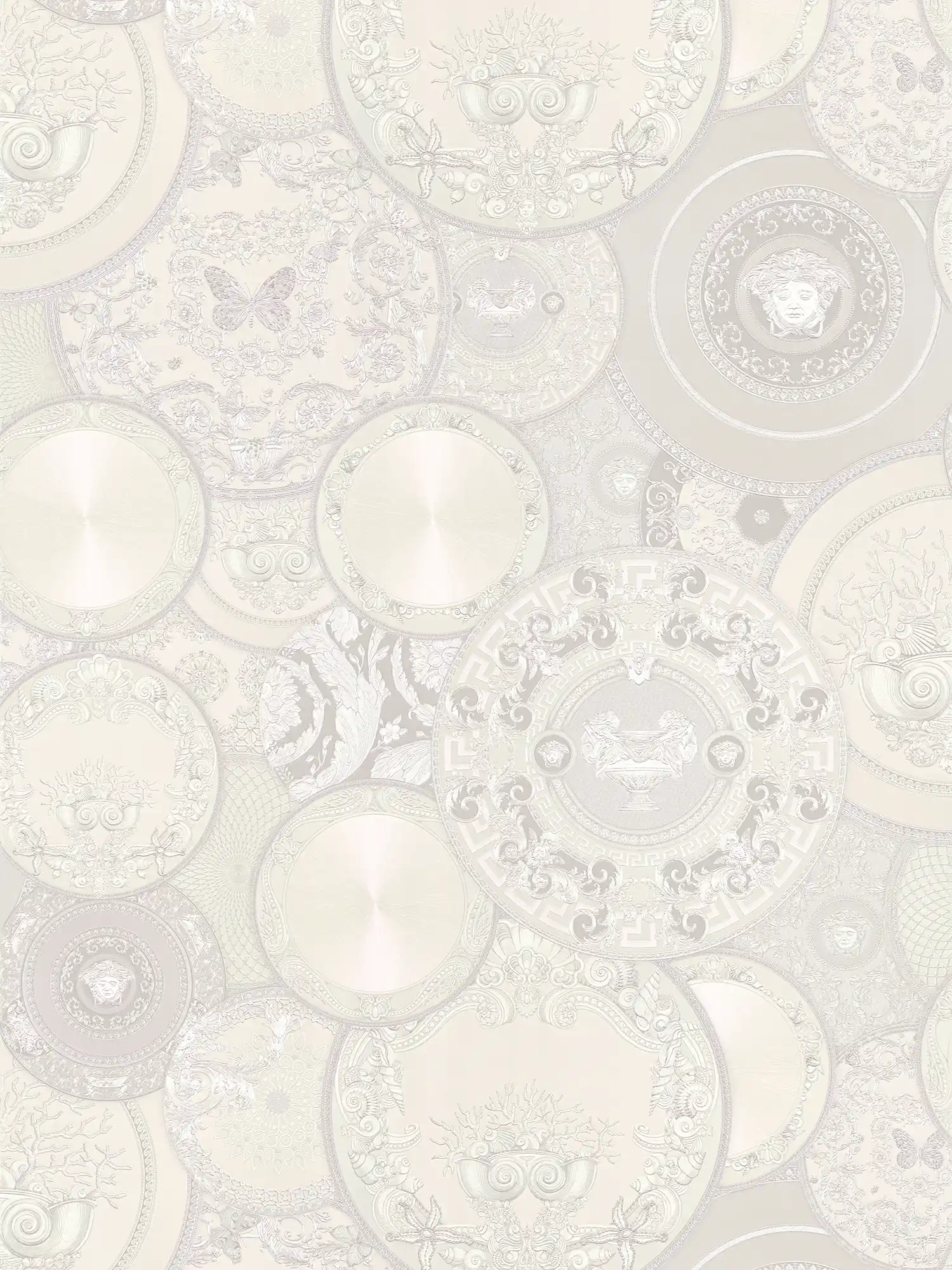         VERSACE non-woven wallpaper with gloss effect - metallic, white
    