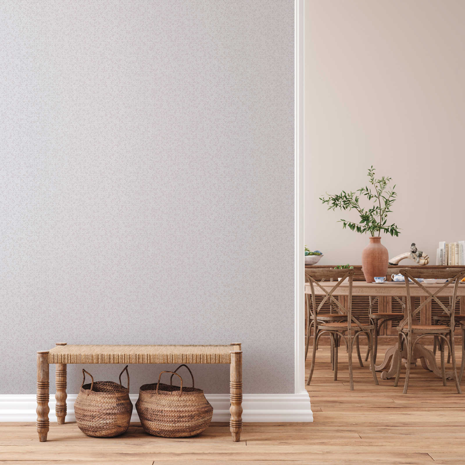             3D Strukturtapete mit Metallic-Effekt – Creme, Metallic, Weiß
        