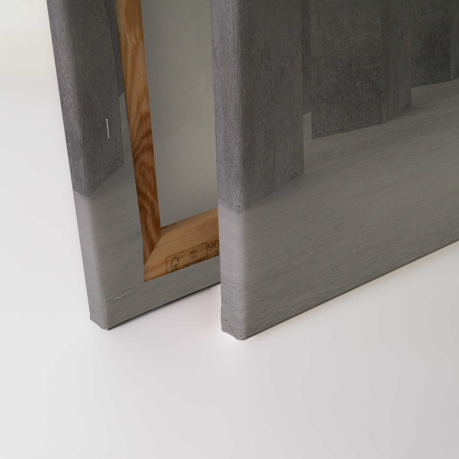 Leinwandbild mit einem 3D Beton Raum | grau – 0,90 m x 0,60 m