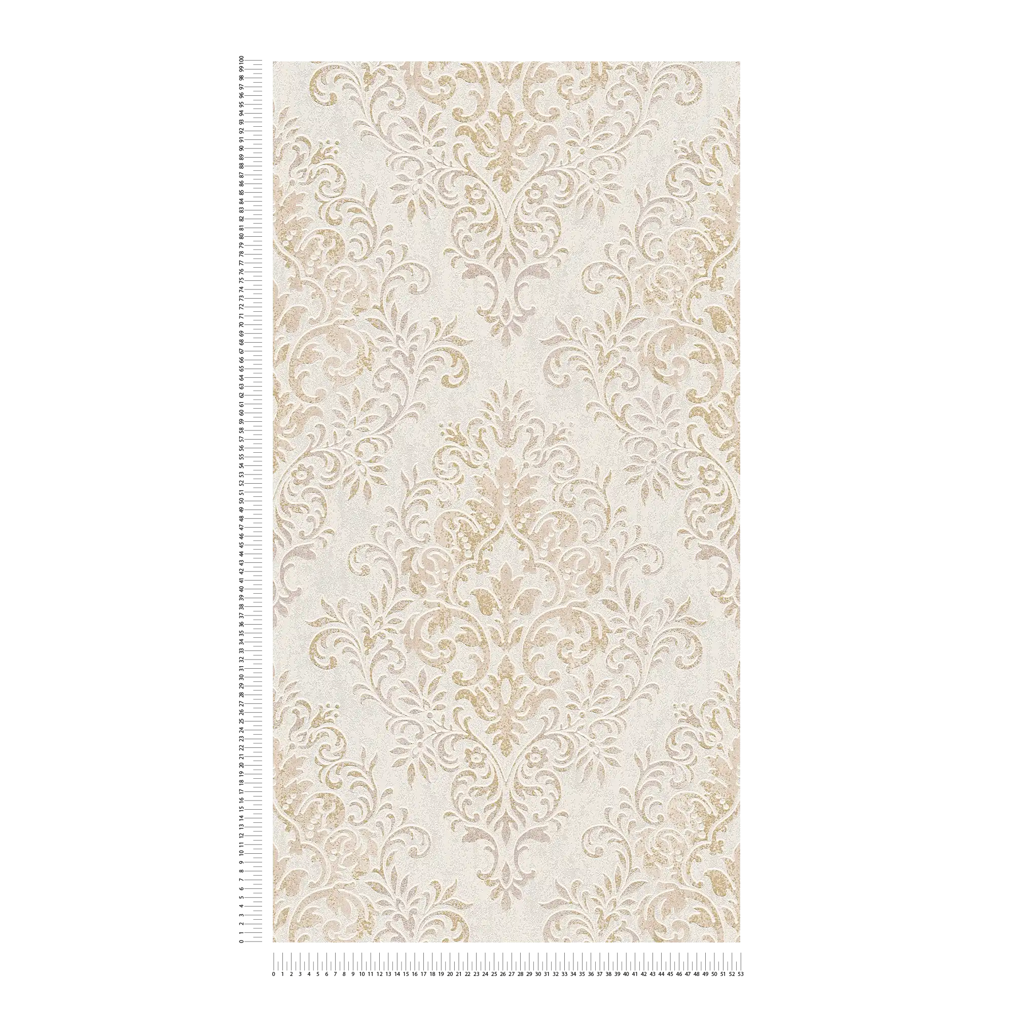             Vliestapete Ornamente mit Gold-Akzent & Used Look – Beige, Braun, Metallic
        