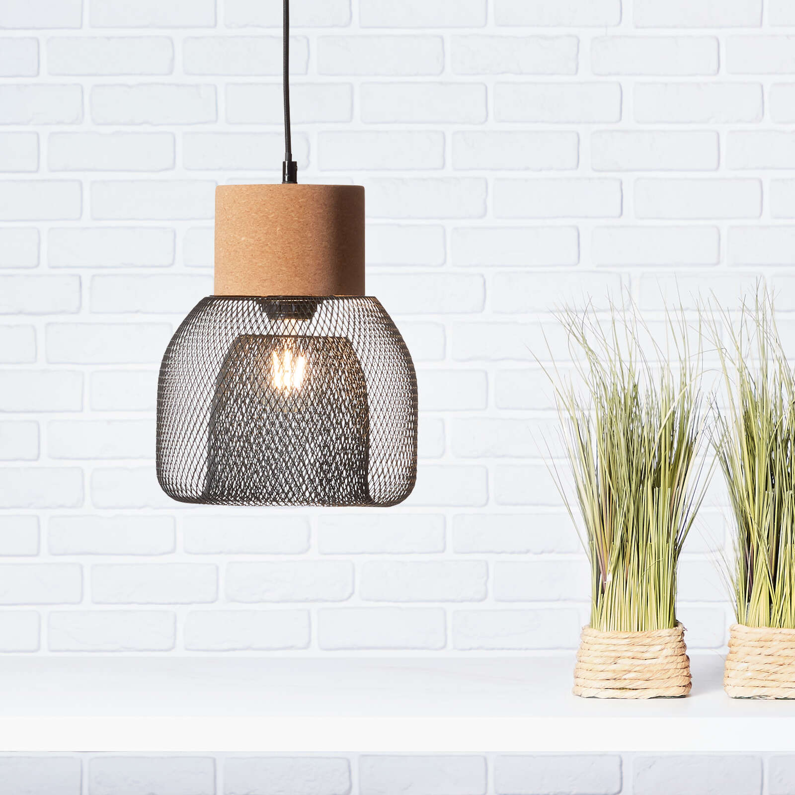             Cork pendant light - Giselle 1 - Black
        