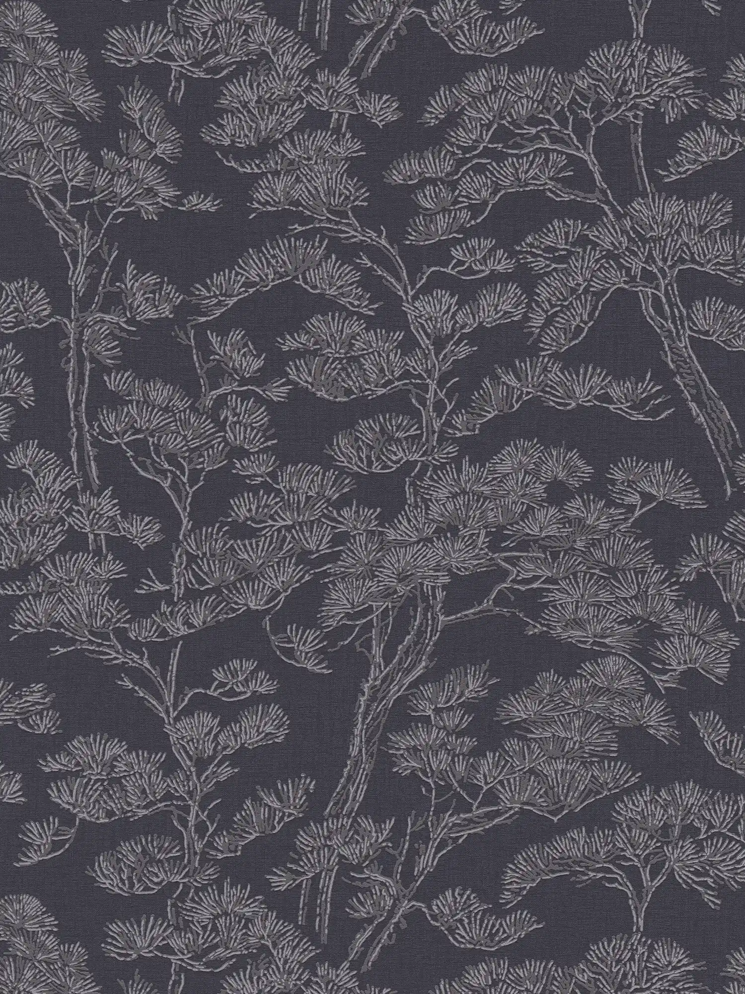         papier peint en papier intissés naturels avec motif de forêt stylisé légèrement structuré - Bleu, gris
    