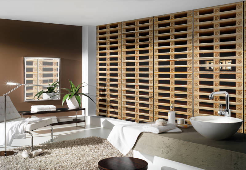             Industrial Style Vliestapete – Fototapete in Palettenoptik zur Wandverzierung – Braun, Beige
        