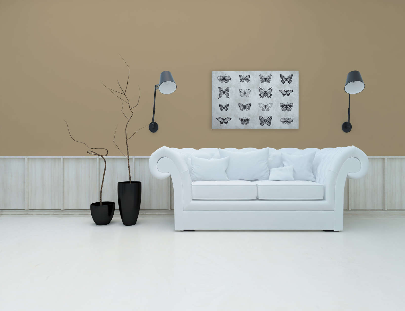             Schmetterling Leinwandbild Schwarz-Weiß Zeichnungen – 0,90 m x 0,60 m
        