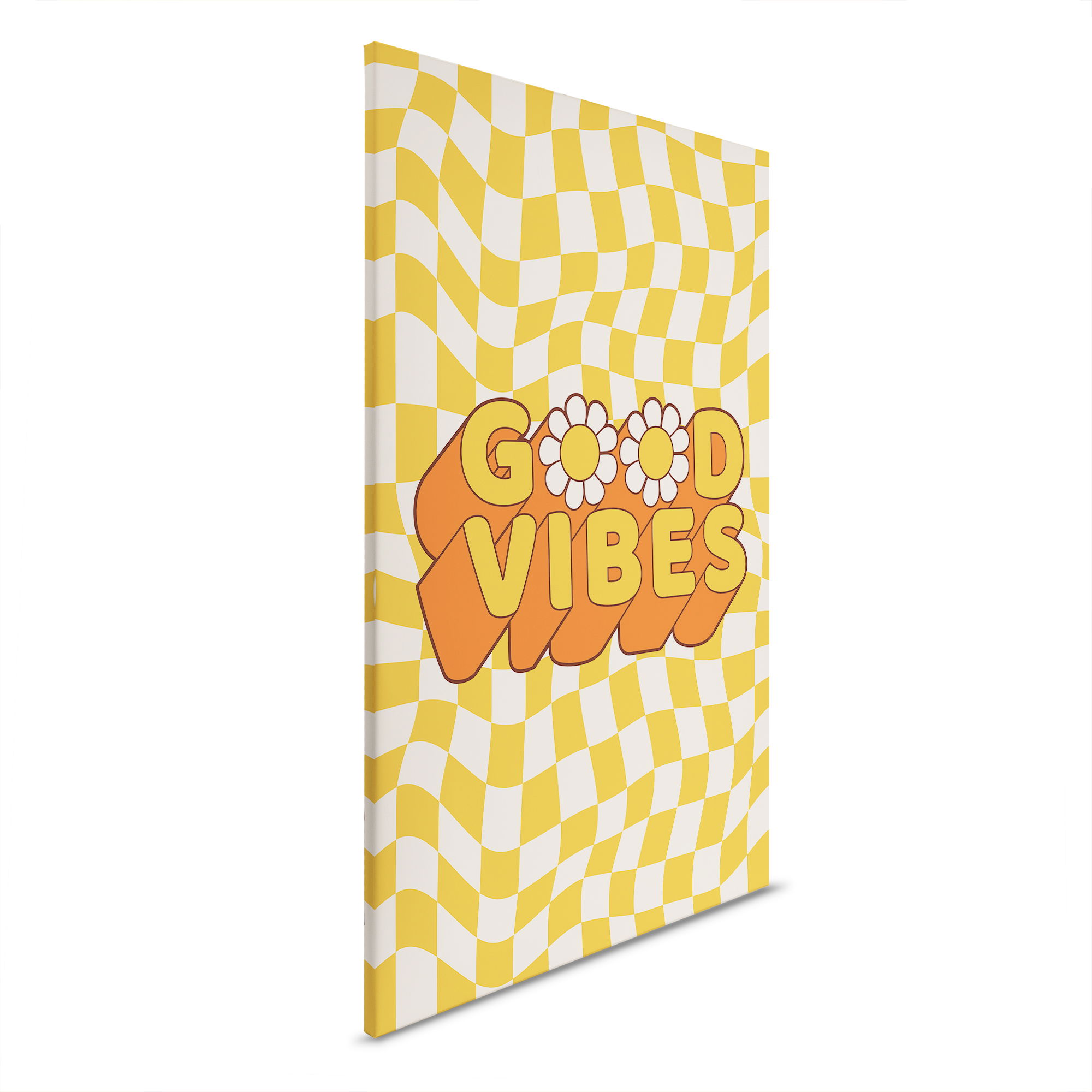         Tableau toile rétro Good Vibes - Style optimiste aux couleurs ensoleillées - 30 x 45 cm - jaune, orange
    