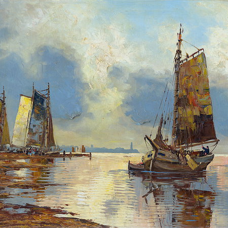 Segelboot, Schleppboot, Wasser, Naturfarben, Meereslandschaft