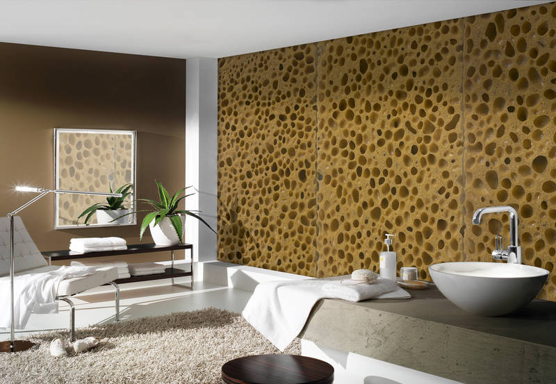             Organische Struktur Vliestapete – Fototapete in realistischer Schwamm Optik – Braun, Schwarz
        