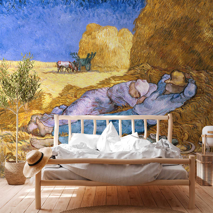 Betttuch, Bett, Gardinenbild, Strohballen, Kunstwerk Wandbild