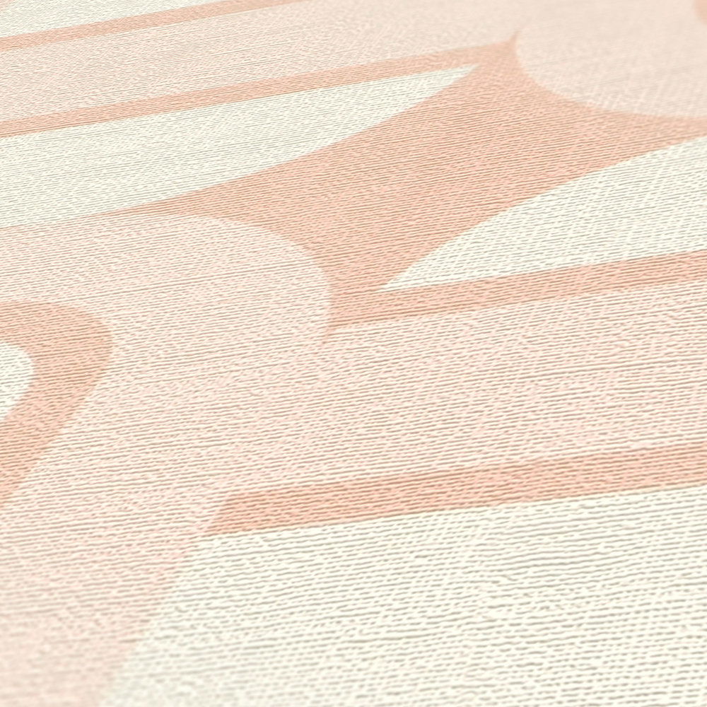             Sanfte Rosa Töne in Retro Muster mit Ovalen und Balken – Beige, Creme, Rosa
        