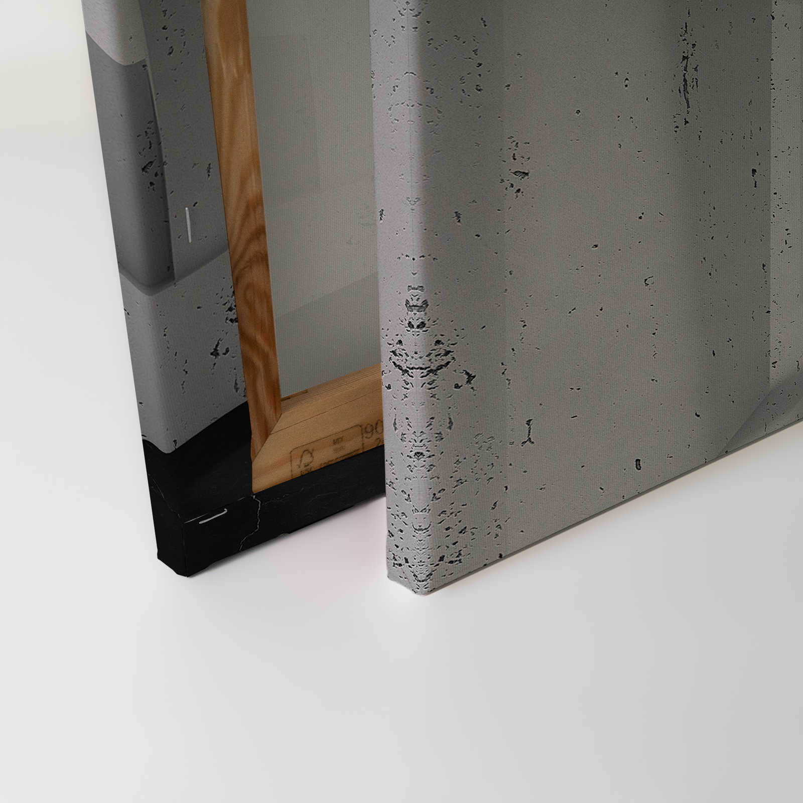 Leinwandbild 3D Tunnel aus Beton mit Bögen | grau, schwarz – 0,90 m x 0,60 m