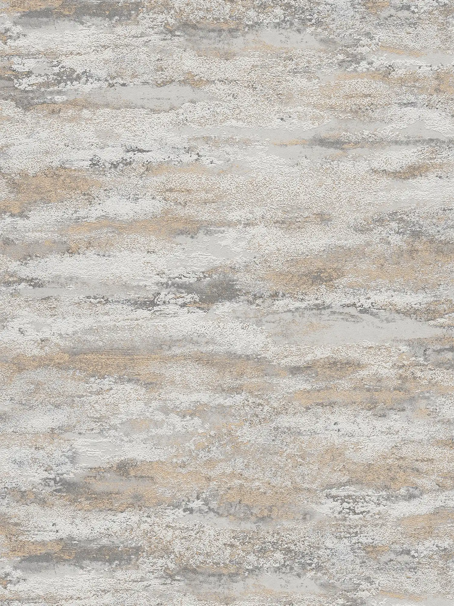         Papier peint naturel à motifs de vagues avec effet scintillant - crème, gris, or
    