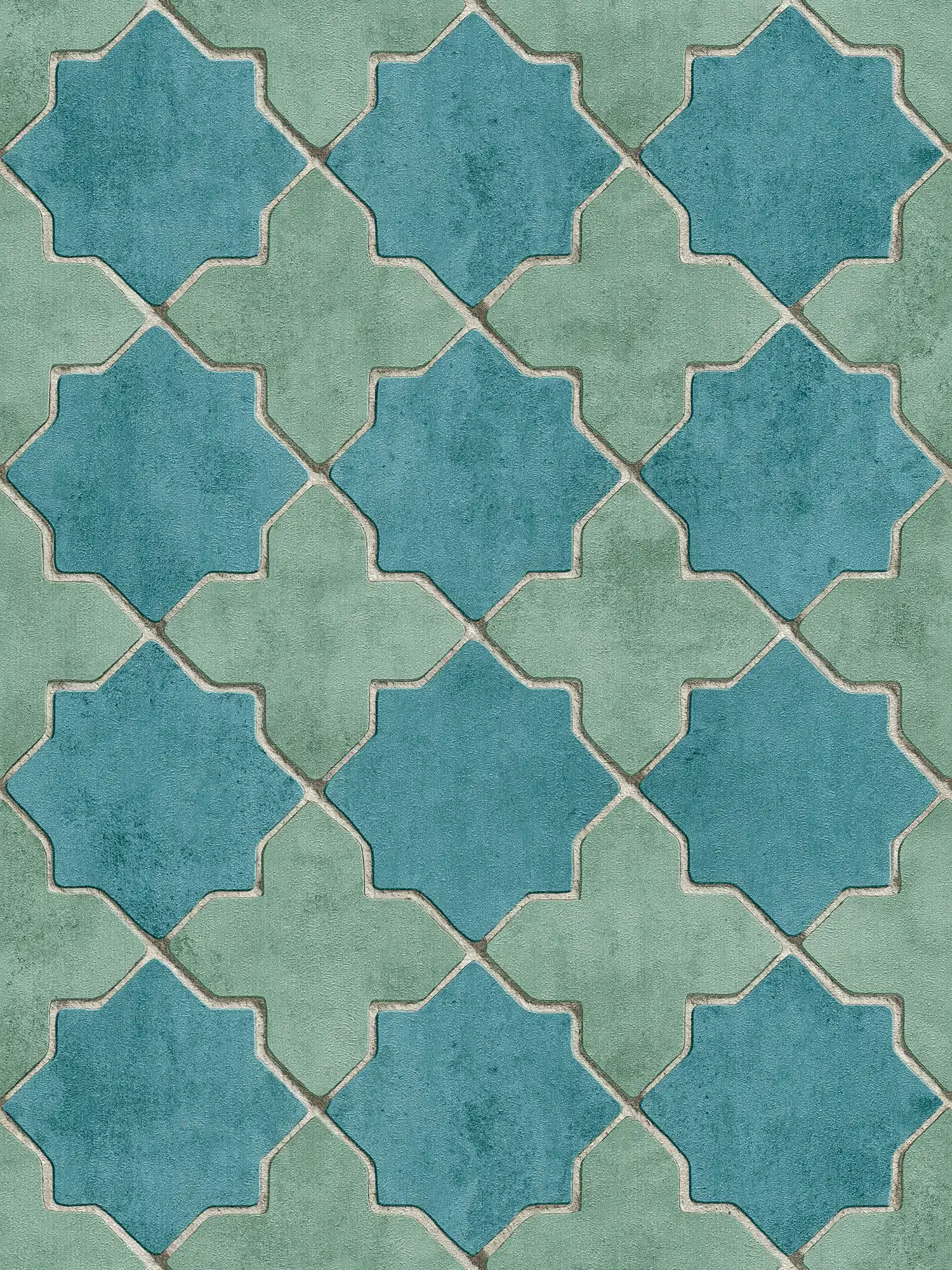         Tile wallpaper mosaic look - blue, green, beige
    