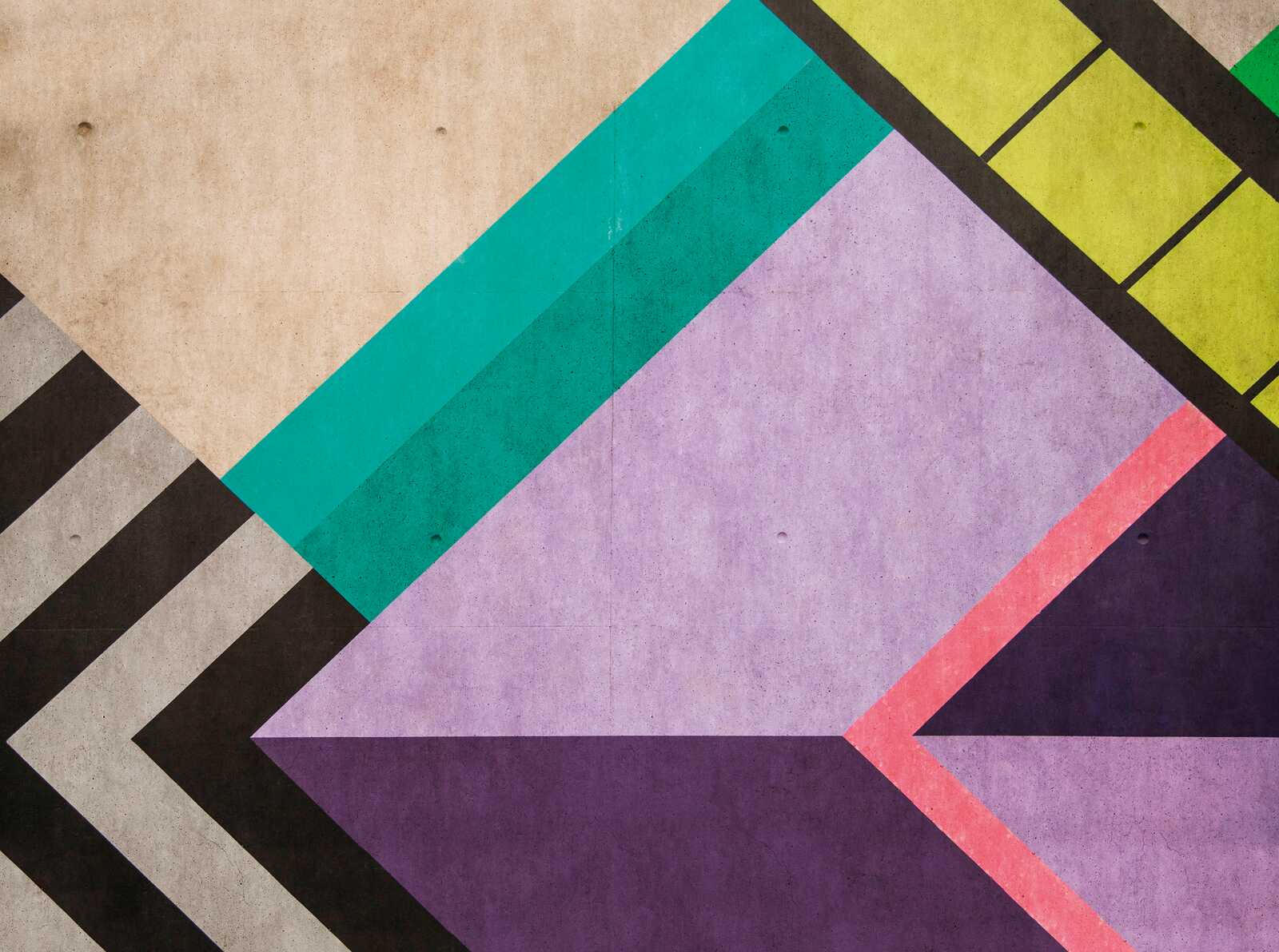 Grafische Fototapete mit dynamischen Linientexturen als Vliestapete – Bunt, Violett, Schwarz