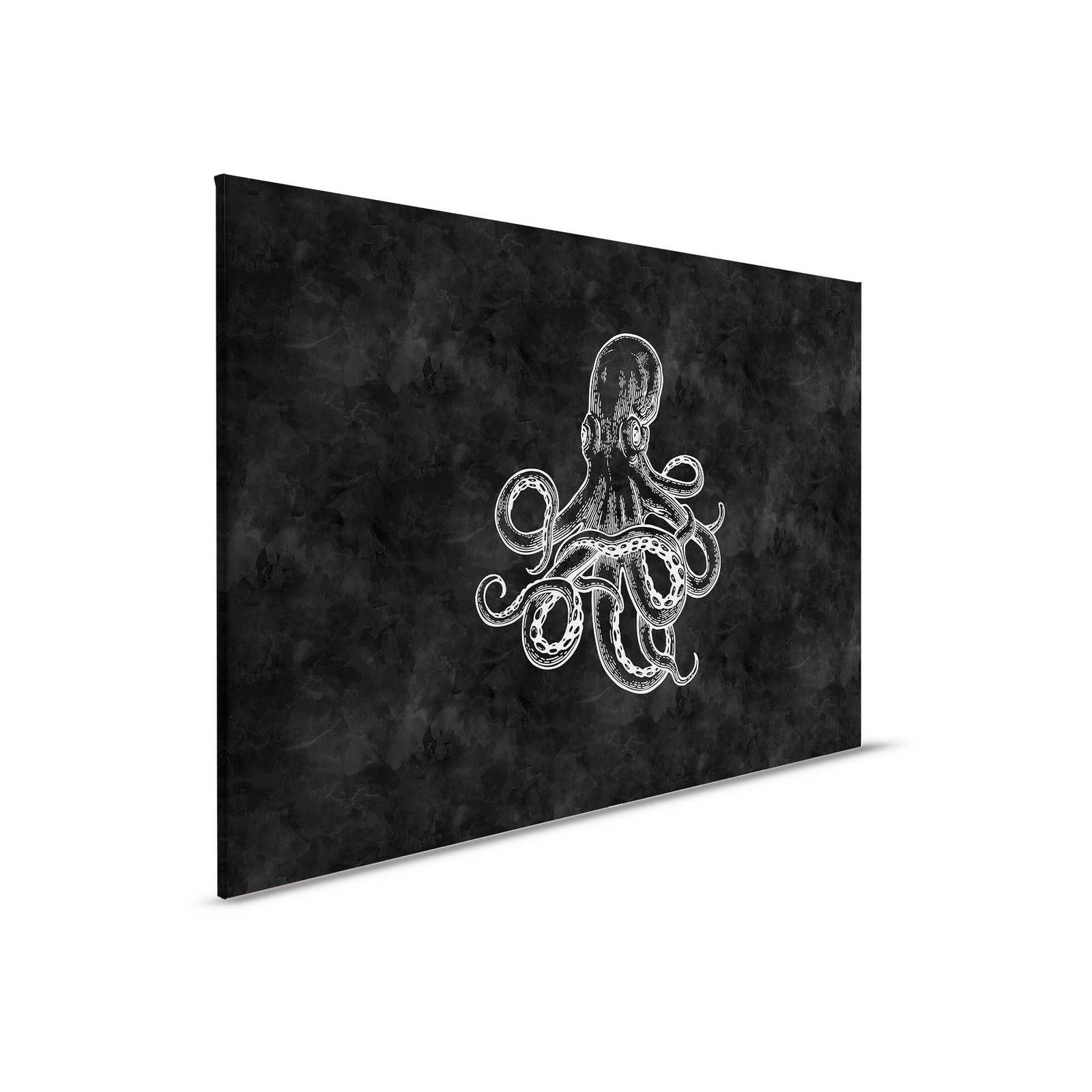         Zwart-wit Canvas Octopus & Schoolbord Look - 0,90 m x 0,60 m
    